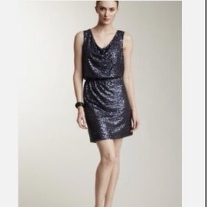 Calvin Klein Shimmering Slate Blue Sequin Mini Dress Large